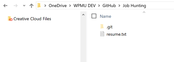 Screenshot of resume.txt file in Job Hunting Folder in file manager
