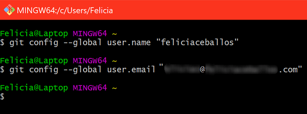 Screenshot of Git Config in Git Bash