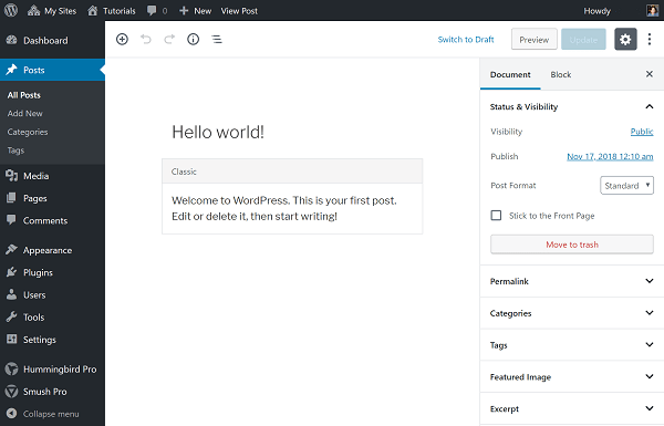 Screenshot of Gutenberg Editor