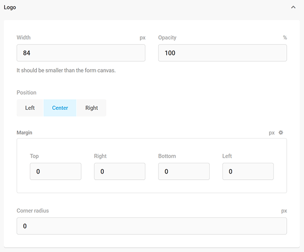 Screenshot of Branda Design Settings for Logo