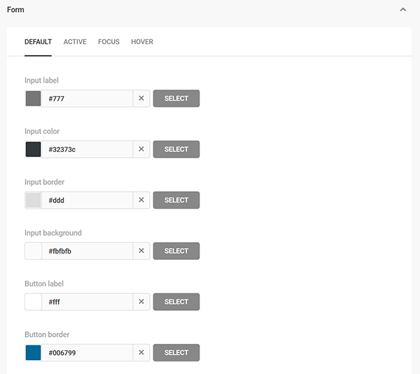 Screenshot Branda Login Form Colors