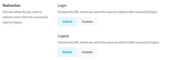 Screenshot of Branda Login Form Redirection Options