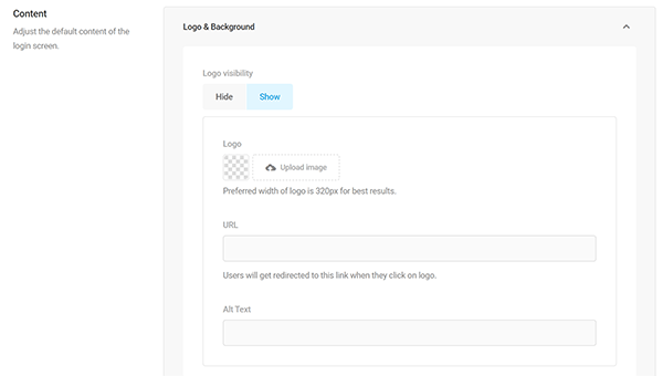 Screenshot of Branda Settings, Upload Image