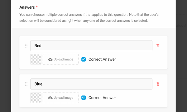 Forminator multiple correct quiz answers