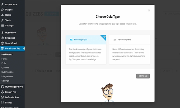 Forminator quiz wizard