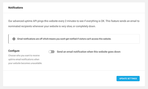 Activate Uptime notifications in Hummingbird