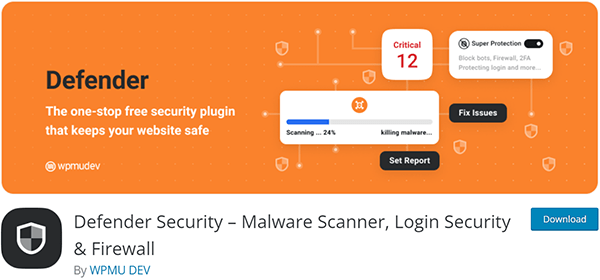 Defender Security – Malware Scanner, Login Security & Firewall - Free WordPress Plugin