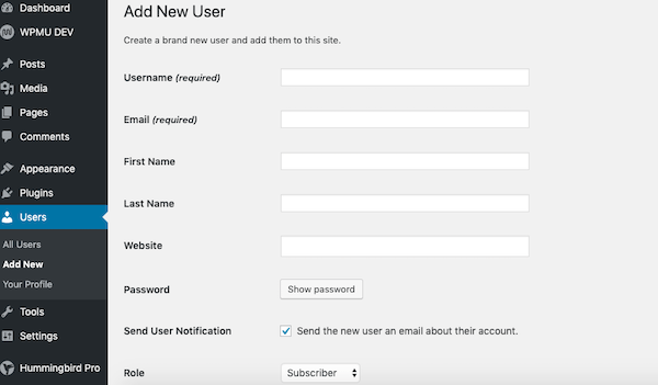 WordPress gives you various user settings