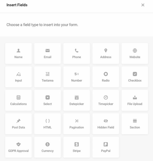 start by choosing the form fields