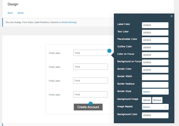Adjust the design of your form and fields