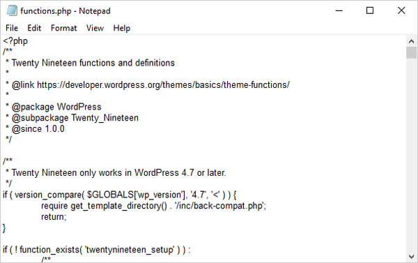 functions.php file