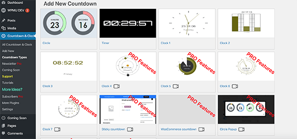 Countdown and coming soon timers.