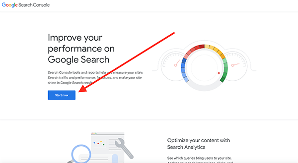 Google Search Console homepage