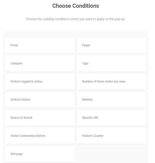Showing the full list of conditions you can choose from.