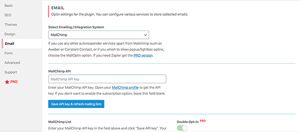 Minimal Coming Soon email settings.