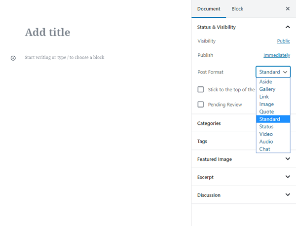 Example of adding post formats to WordPress