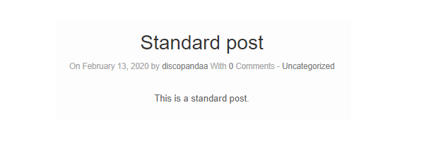 Example of a standard WordPress post format using the origami theme.