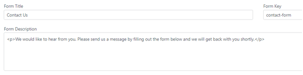 Showing where you can enter a description for the form.
