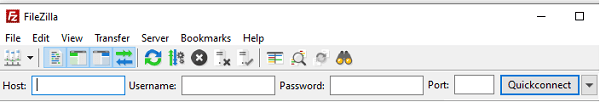 The screen where you input your credentials to connect to the host server.