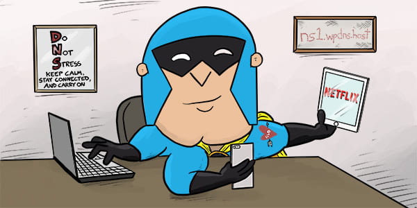 Cartoon of Devman juggling many devices at once