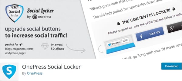 OnePress Social Locker social gateway plugin for WordPress.