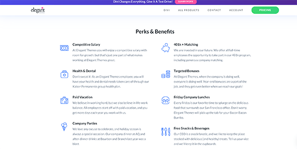 Elegant Themes perks and benefits.