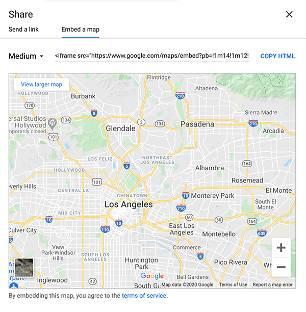 The map embed code.