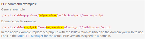 PHP command examples.