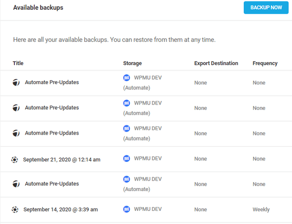 Screenshot of some automate backups.