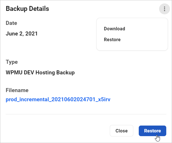 Restore backup