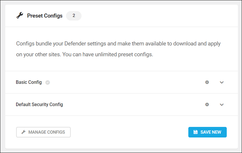 Defender - Preset Configs