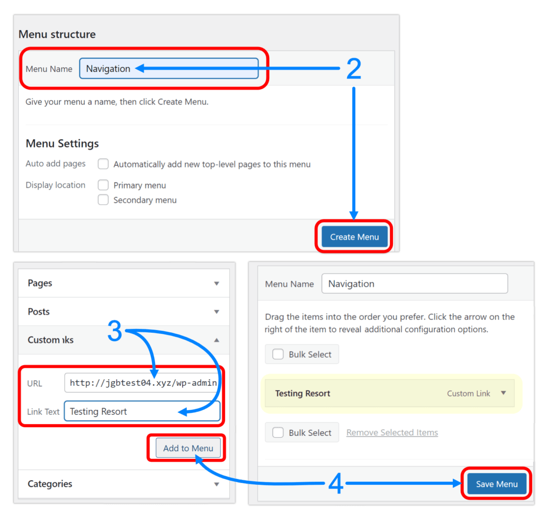 Adding a login menu in WP