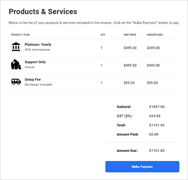 Client Billing Invoice