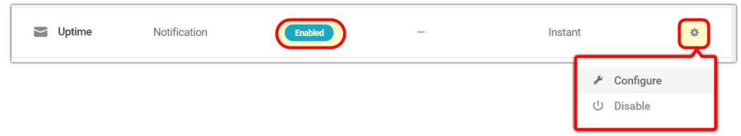 Notification configure
