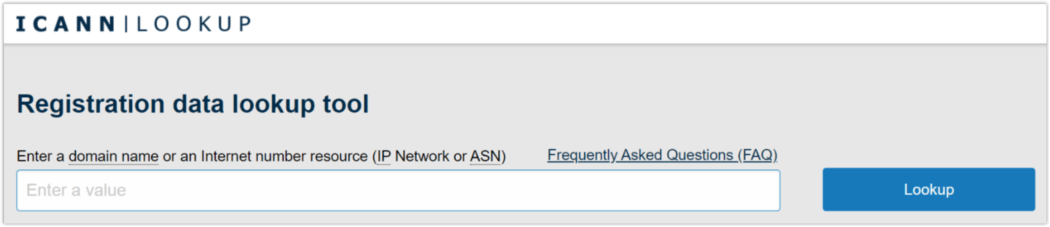 ICANN registry lookup