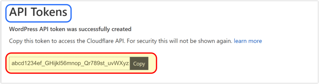 CF API token ready to copy