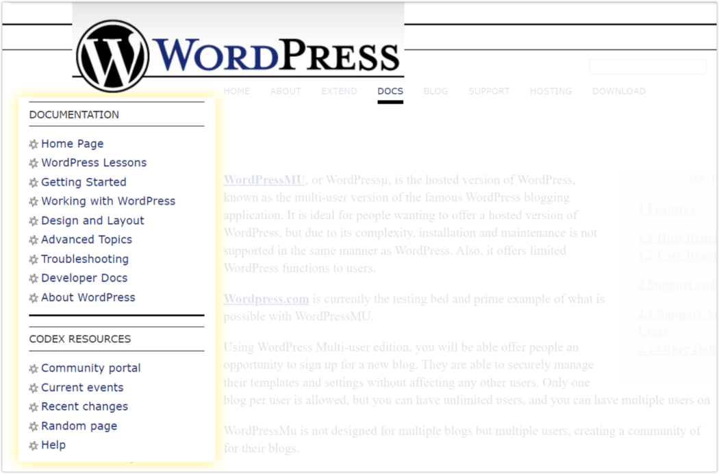 2006 Docs > Sidebar Section Links