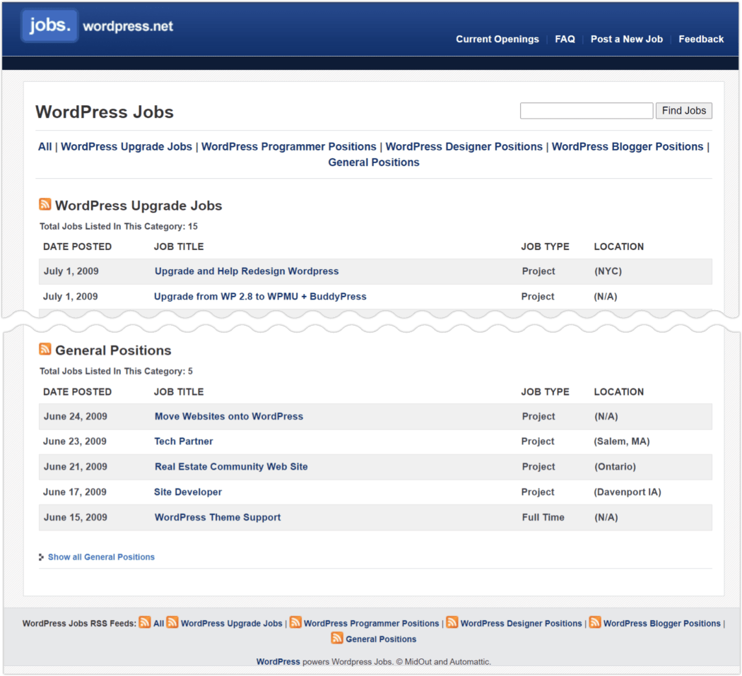 2009 Footer > WP Jobs