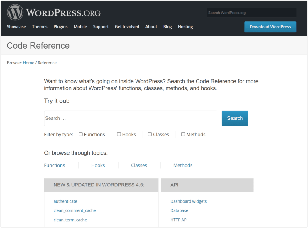 2016 Support > Docs > Code Reference