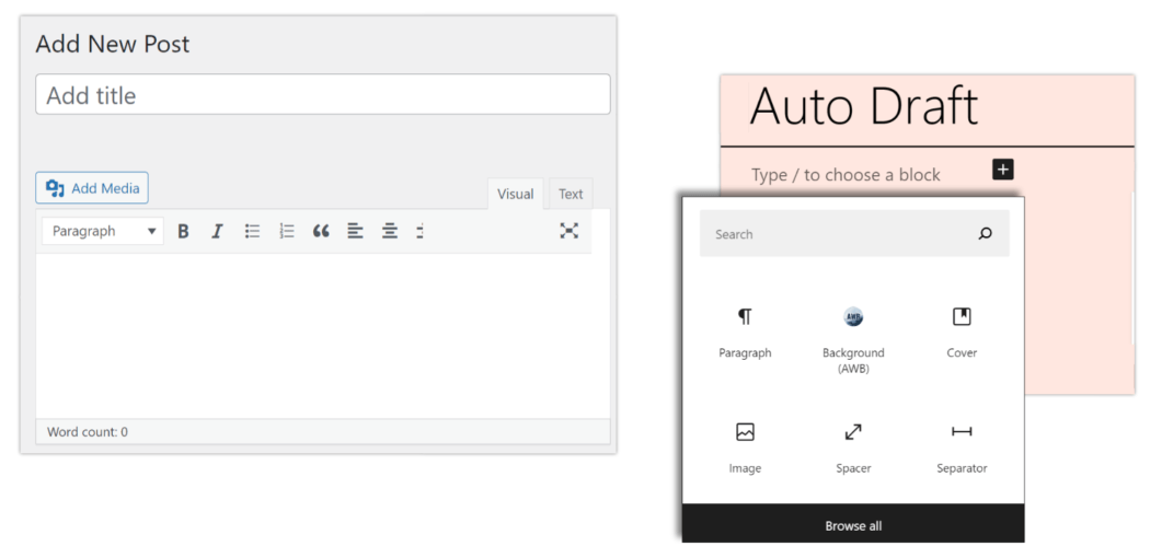 2018 Classic Editor vs Gutenberg Block Editor 