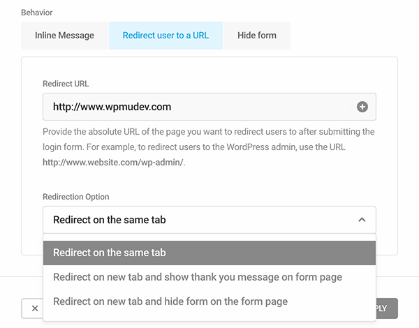 Redirect URL