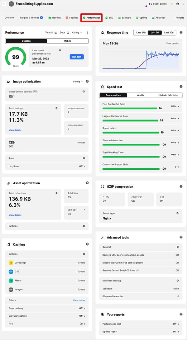 The Hub - Performance screen