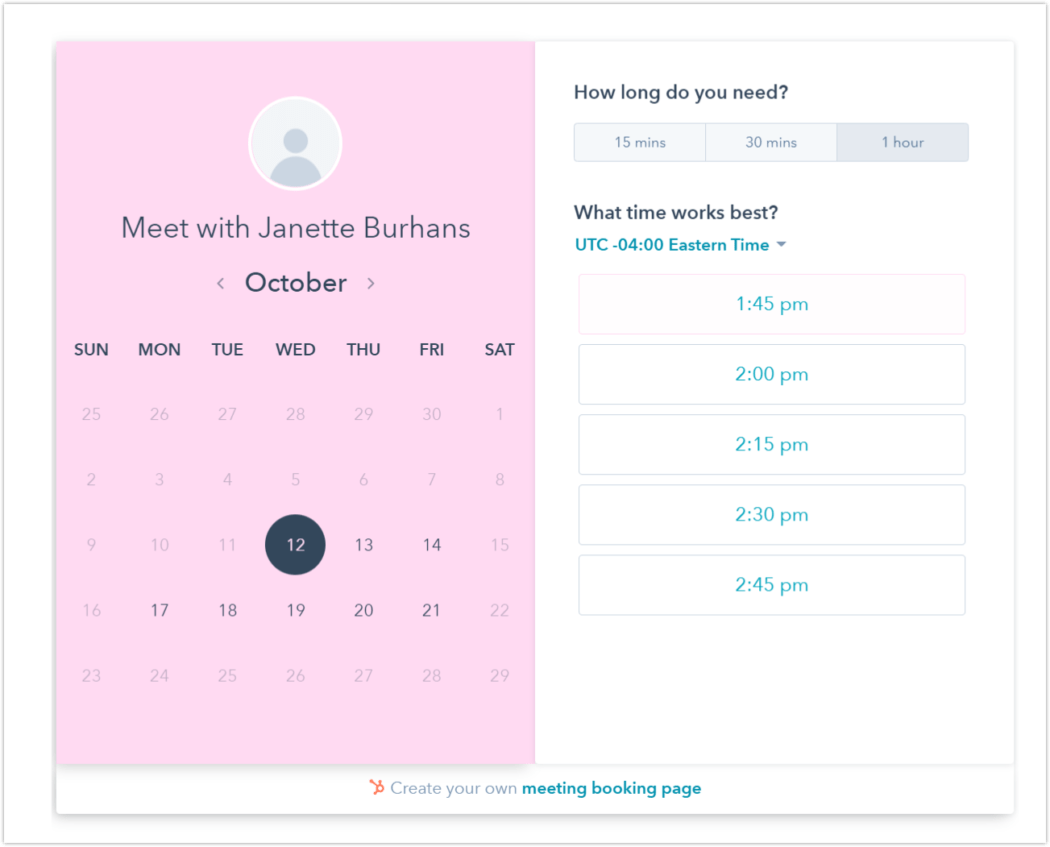 hubspot calendar with custom color