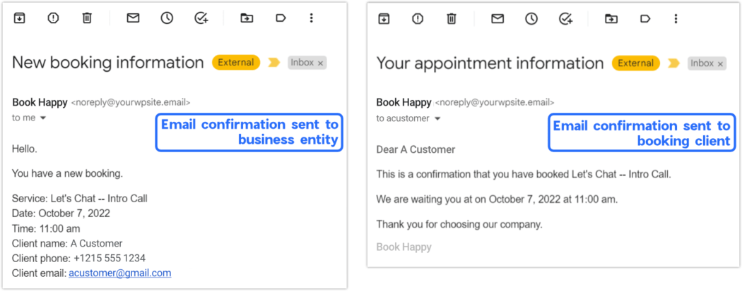 bookly email confirmations