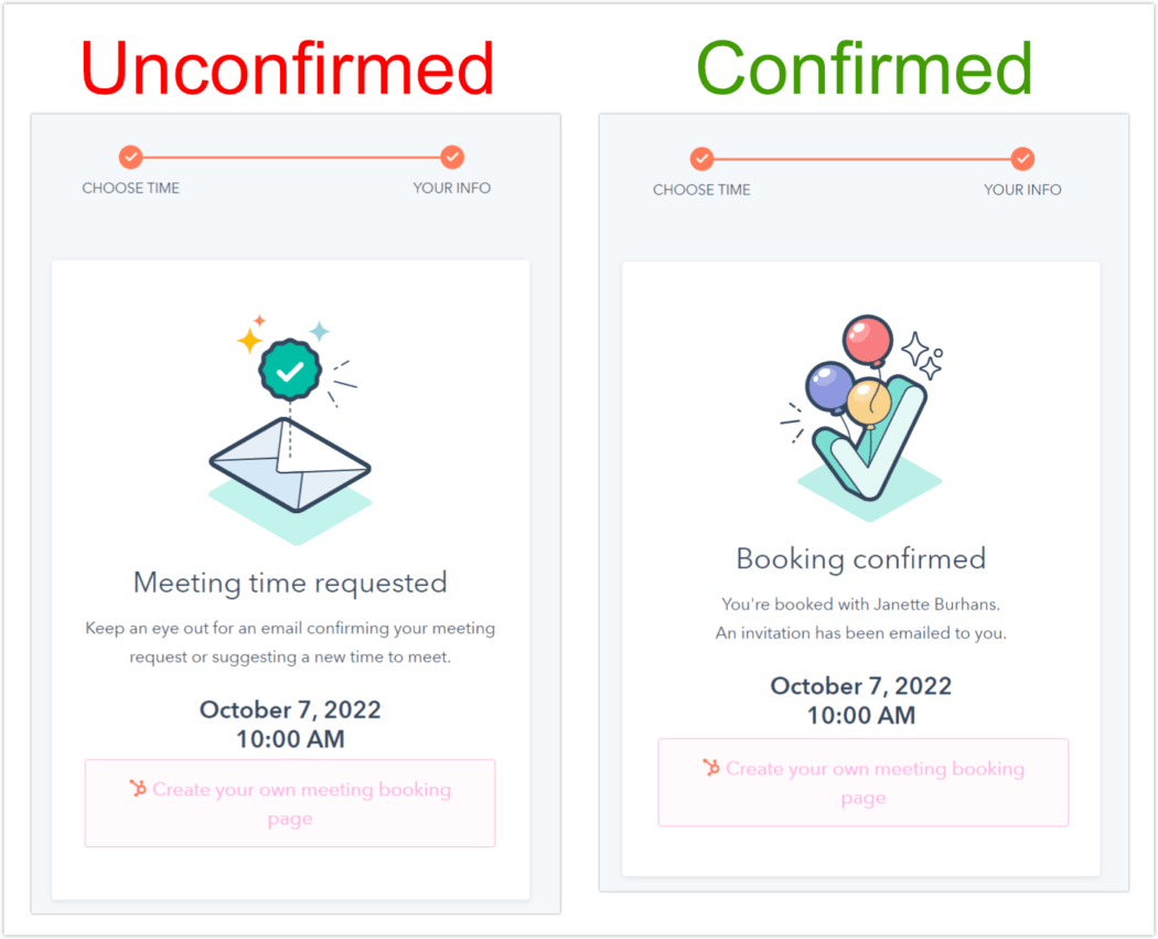 hubspot post confirmation messages