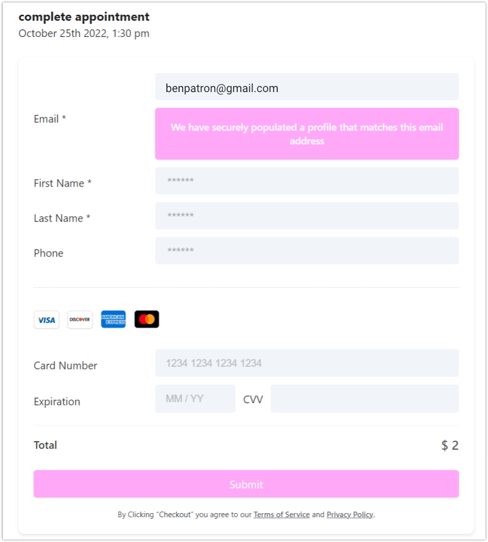 start booking booking flow payment