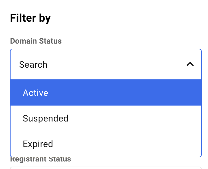 Domain status search.