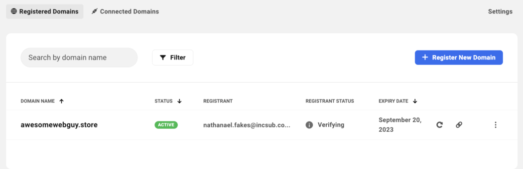 Domain status.