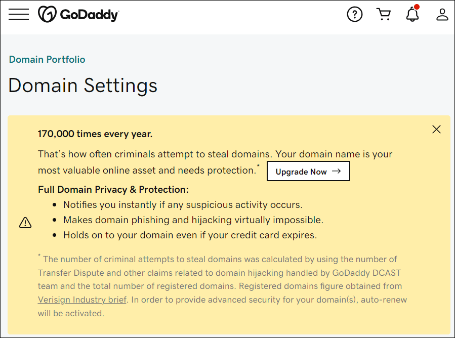 Domain hijacking attempts notice