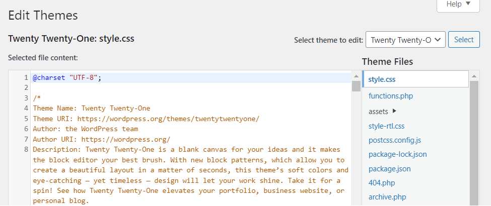 WordPress Theme CSS file